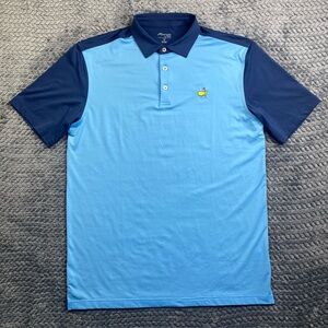 Masters Tech Polo Shirt Mens Medium Blue Colorblock Performance Embroidery Logo